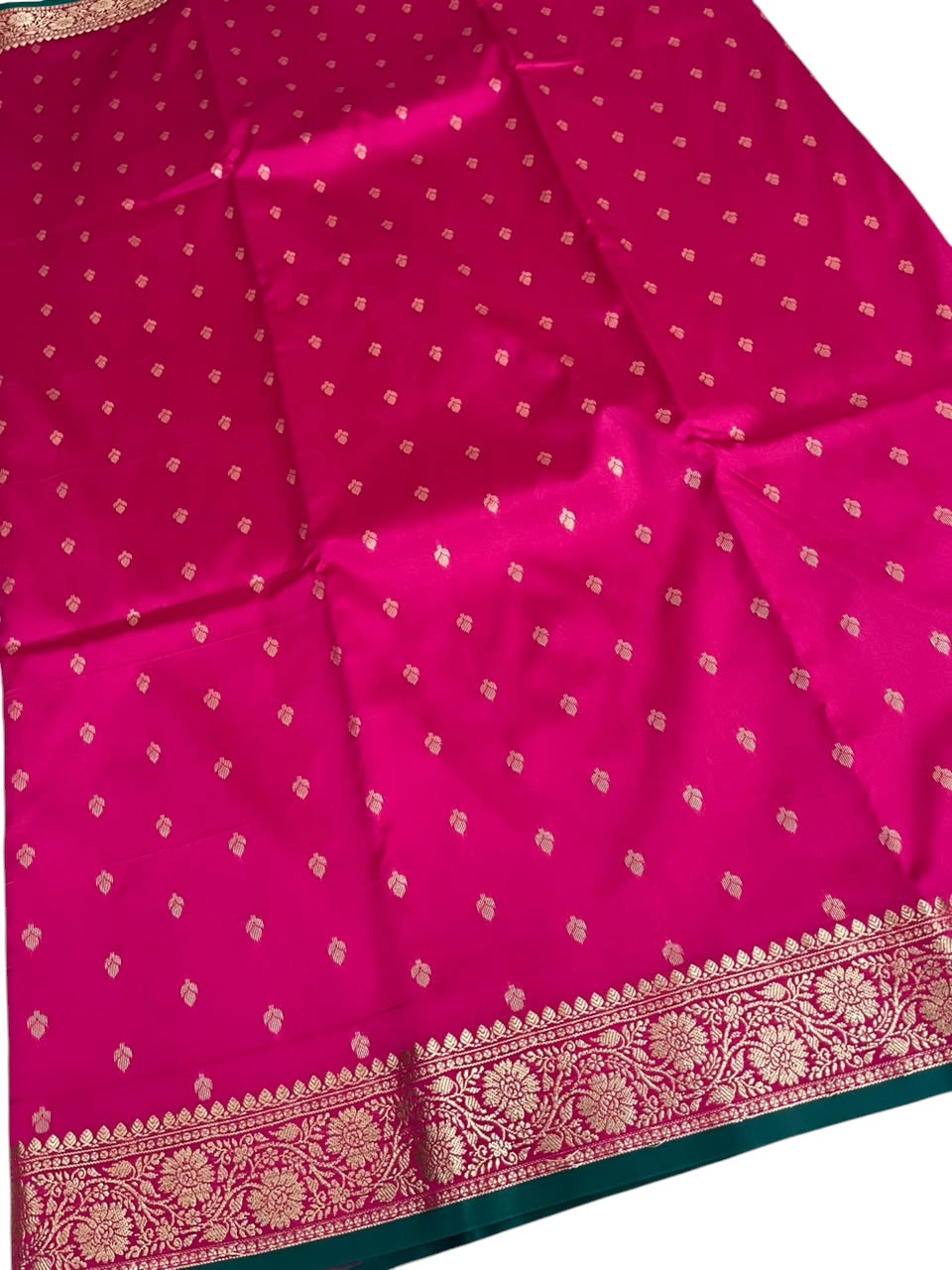 Southloom Satin Banarasi Silk Saree with Woven Work on Body and Borders In Magenta