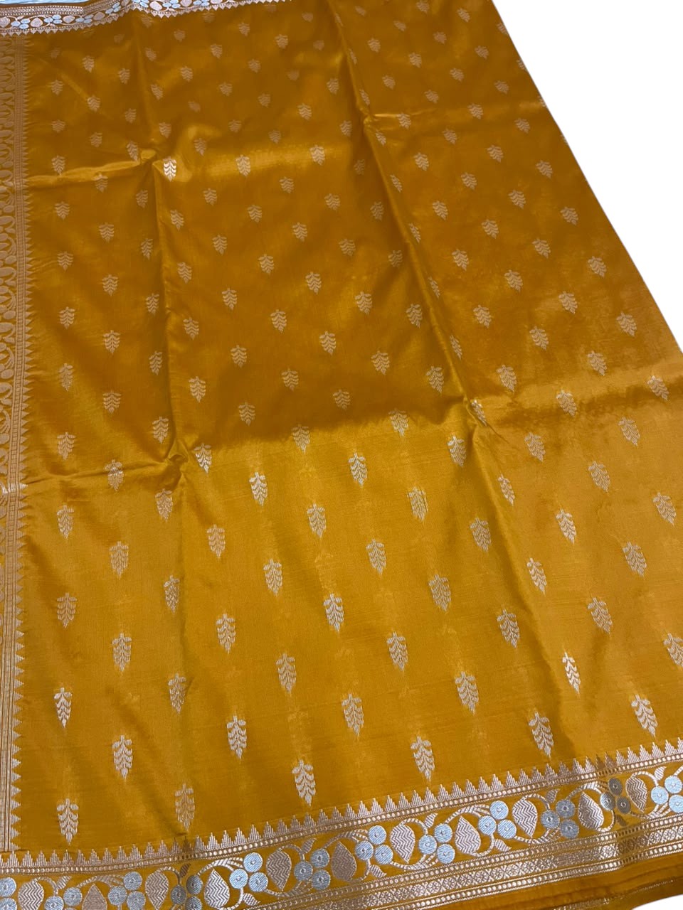 Southloom Satin Banarasi Silk Saree with Woven Work on Body and Borders In Yellow