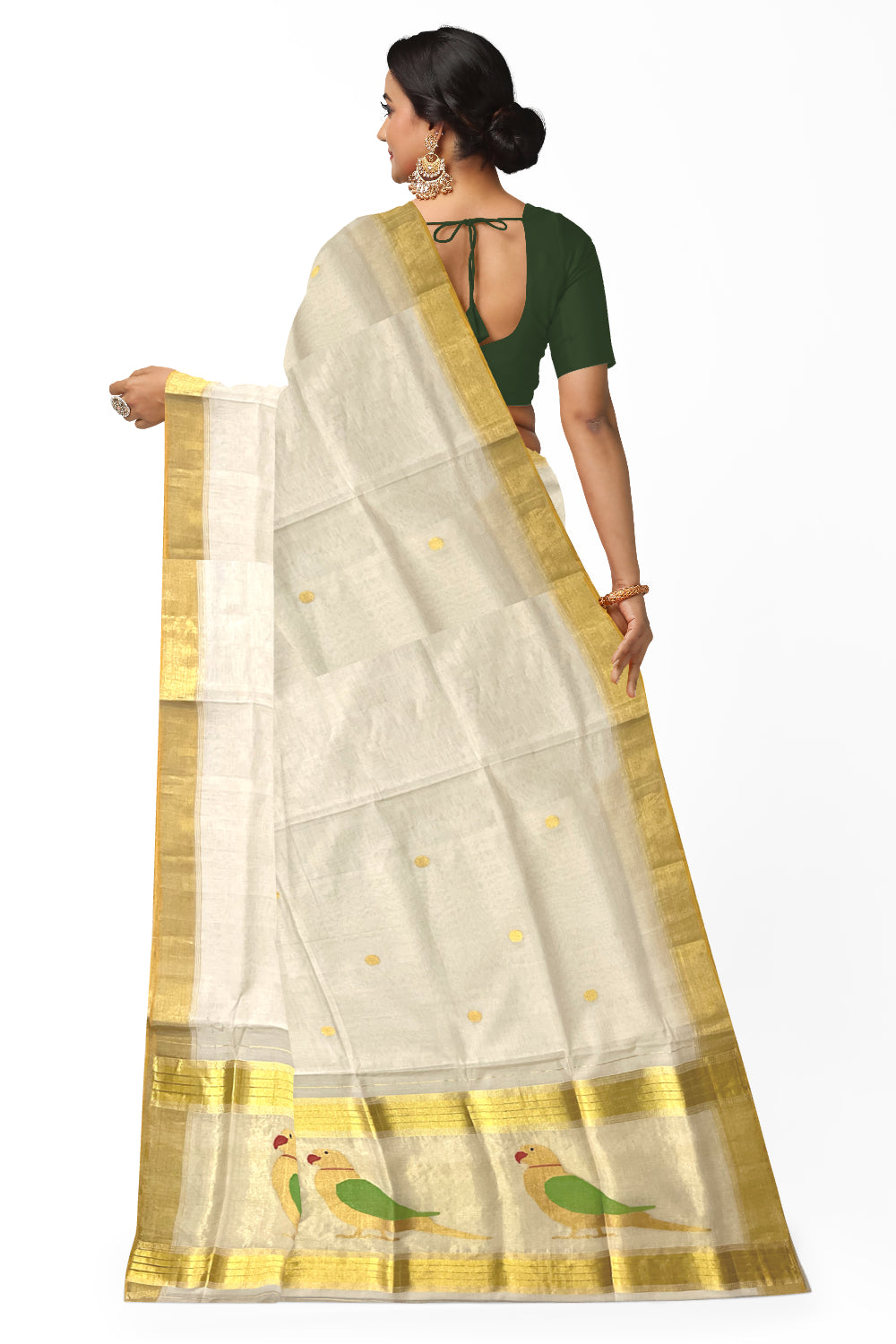 Southloom Original Balaramapuram Handloom Premium Saree with Handwoven Parrot Design