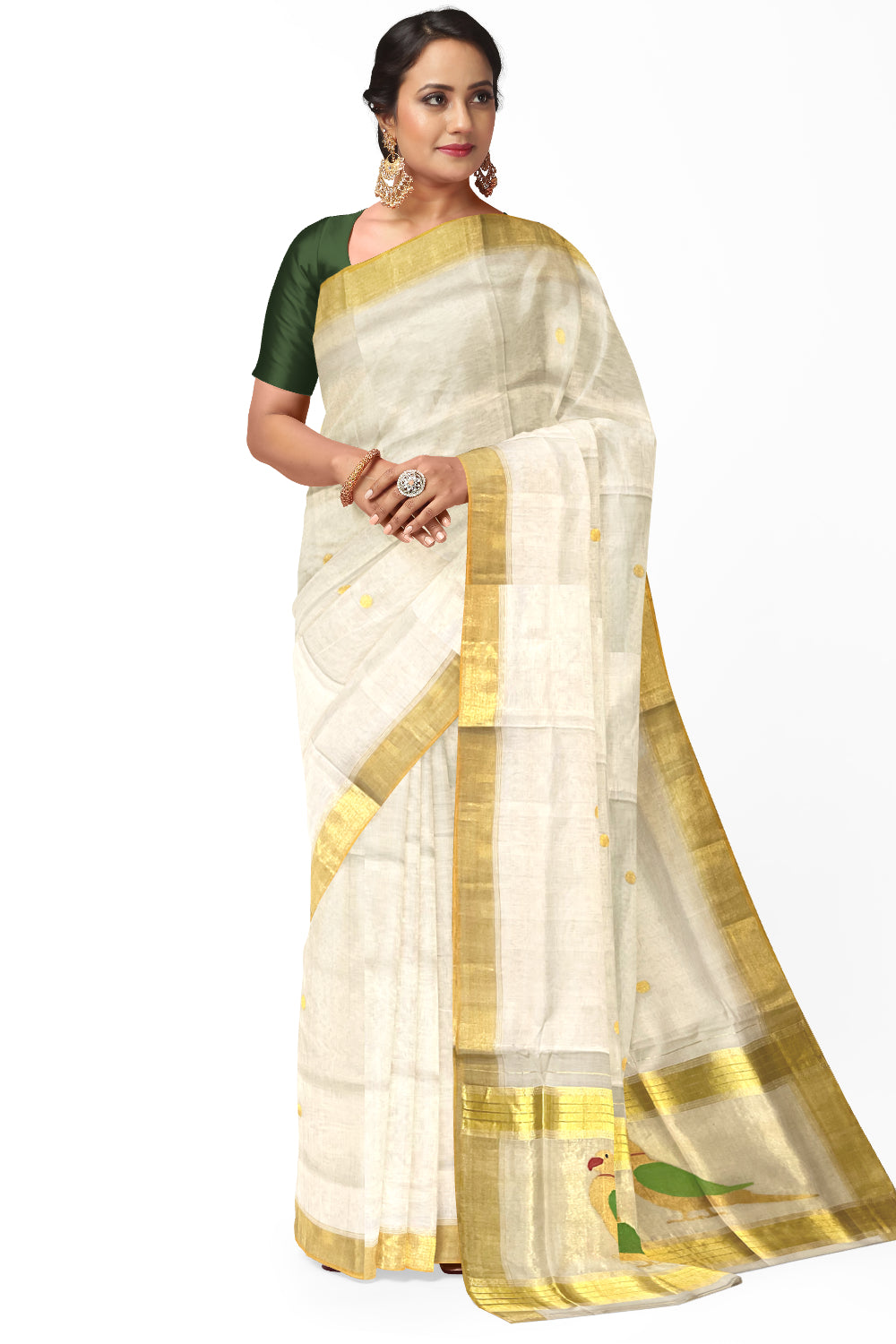 Southloom Original Balaramapuram Handloom Premium Saree with Handwoven Parrot Design