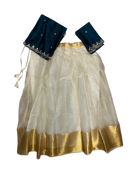 Southloom Semi Stitched Cotton Dhavani Set with Pavada and Blouse Piece