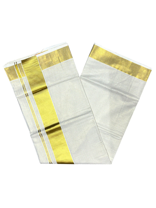 Southloom Kerala Cotton Kasavu Saree with Micro Check on Body