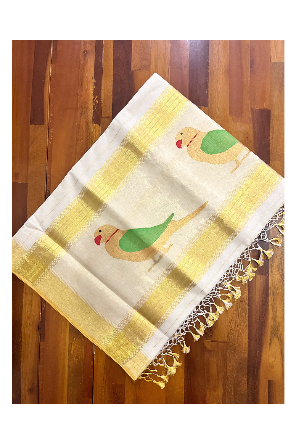 Southloom Original Balaramapuram Handloom Premium Saree with Handwoven Parrot Design