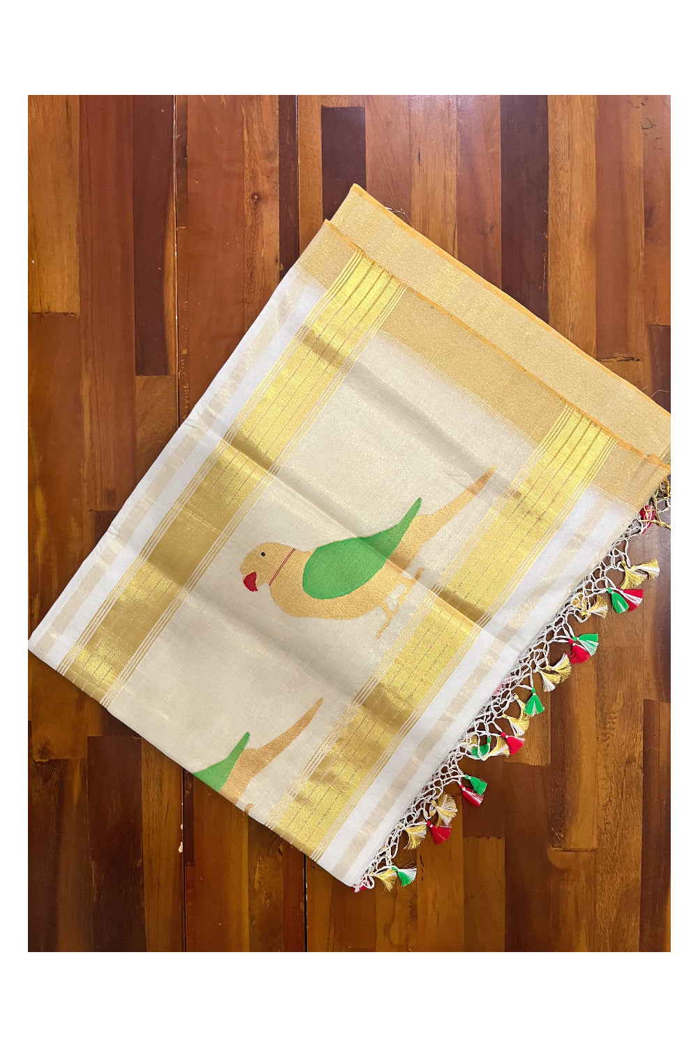 Southloom Original Balaramapuram Handloom Saree with Handwoven Parrot Design