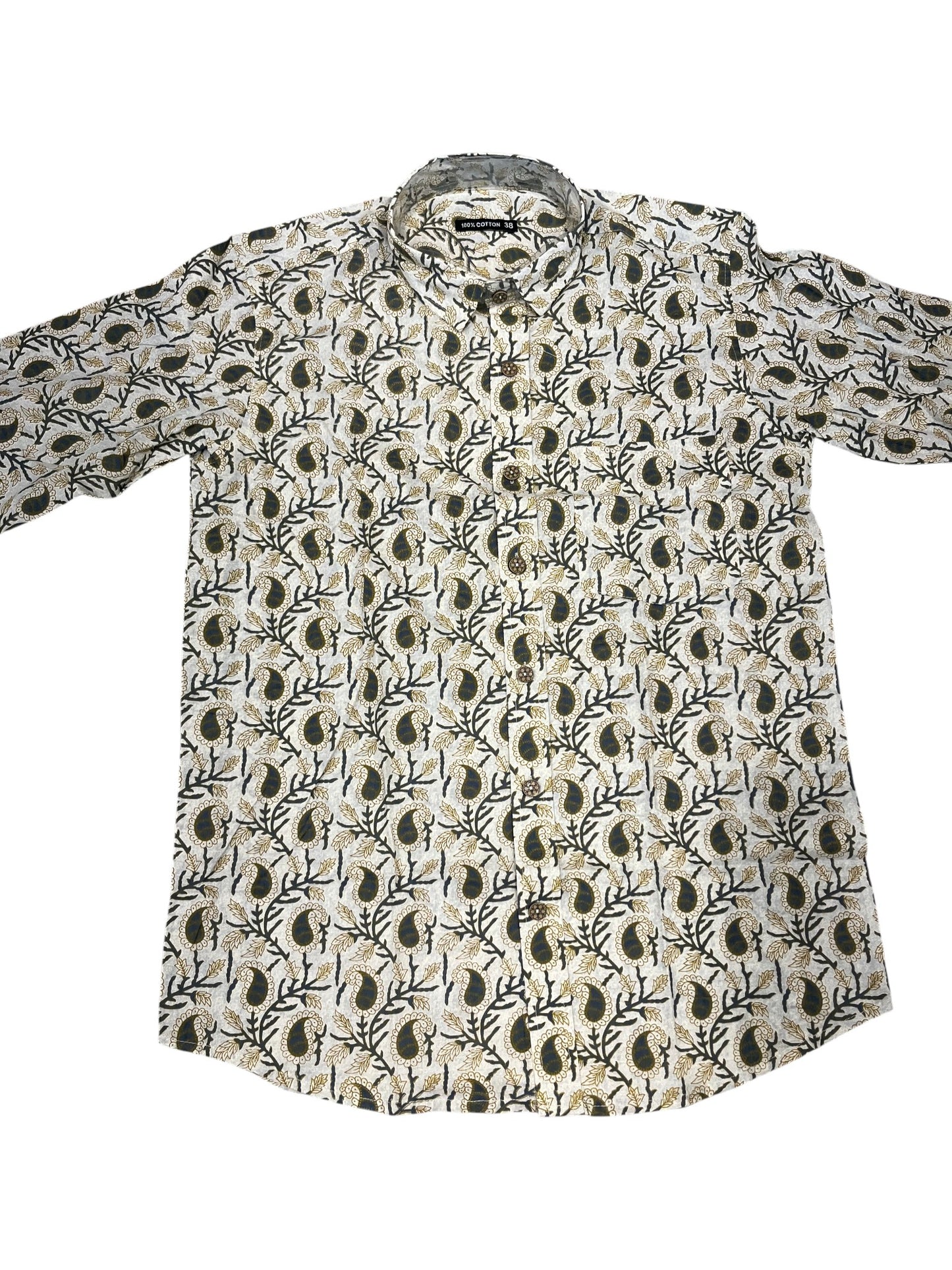 Southloom Jaipur Pure Cotton Block Printed Shirt for Men (Medium)