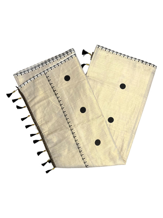 Southloom Kerala Tissue Kasavu Saree with Black Border And Tussles