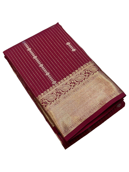 Southloom Pure Handloom Kanchipuram Silk Saree with Korvai Work(Gold & Maroon)