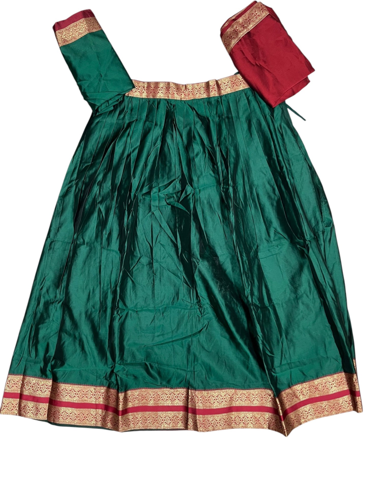 Southloom Semi Silk Dhavani Set with Pavada and Green Blouse Piece SLDHAVANI SL542
