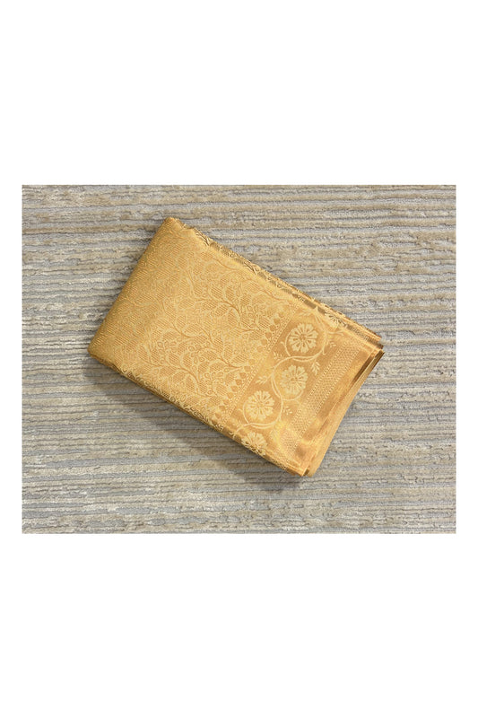 Southloom Banarasi Silk Brocade Bridal Saree WIth Woven Borders And Blouse Piece in Beige