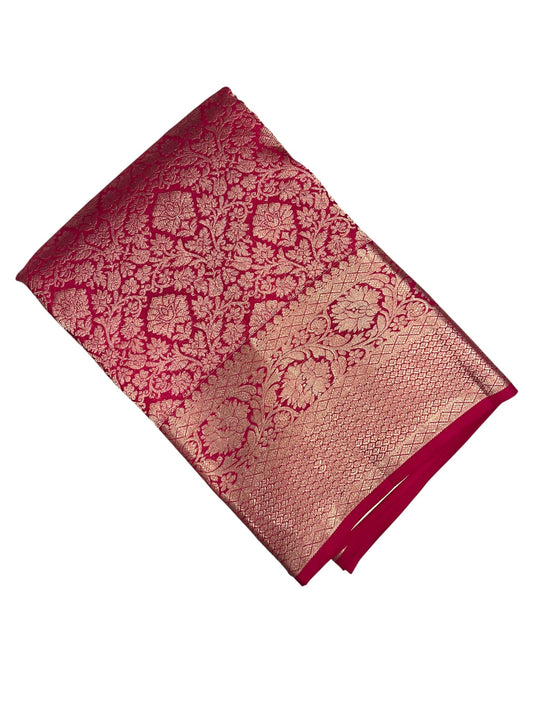 Southloom Premium Handloom Bridal Kanchipuram Silk Saree with Korvai Work (Red)