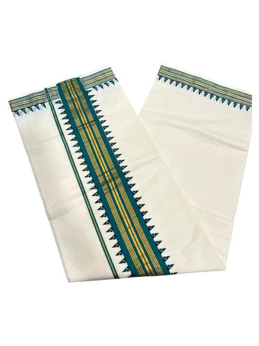 Southloom Cotton Kerala Kasavu Saree with Green Border