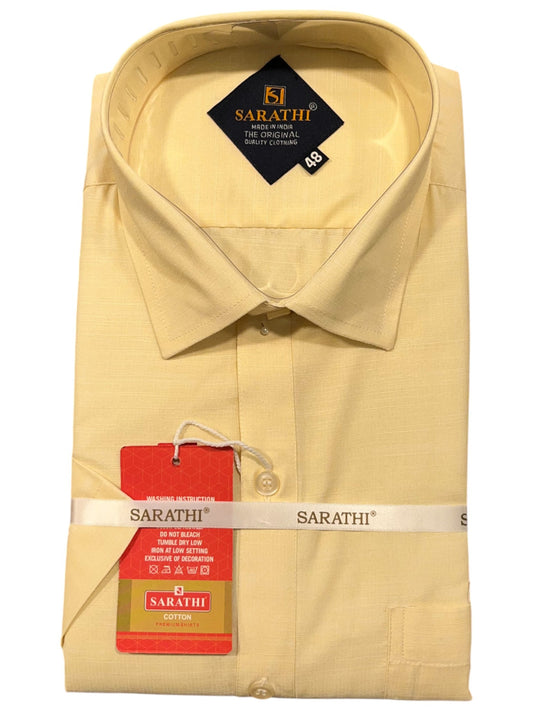 Southloom Pure Cotton Pastel Yellow Lines Shirt (48 HS)