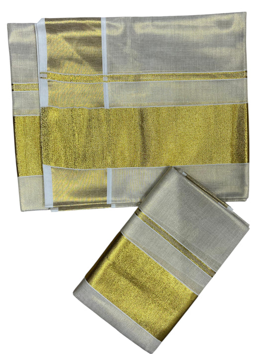 Southloom Kerala Tissue Single Set Mundu (Mundum Neriyathum) with  Kasavu Border 4Inch SL336