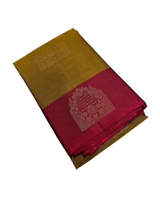 Southloom Pure Handloom Kanchipuram Silk Saree with Butta Work (Golden & Maroon)