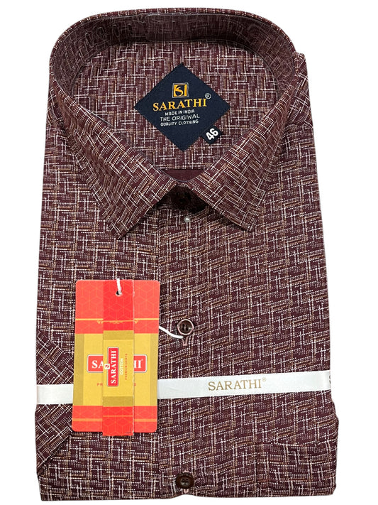 Southloom Pure Cotton Brown Printed Shirt (46 HS)