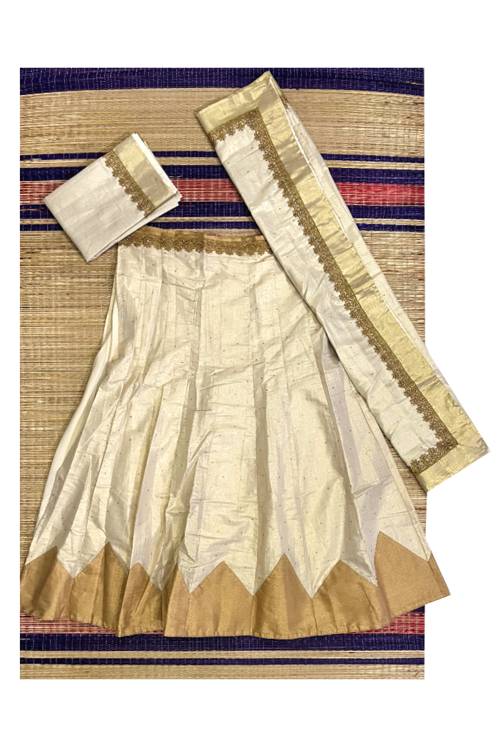 Semi Stitched Premium Tissue Dhavani Set with Sequins Works on Body