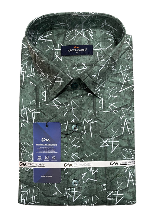 Southloom Pure Cotton Green Printed Shirt (42 FS)