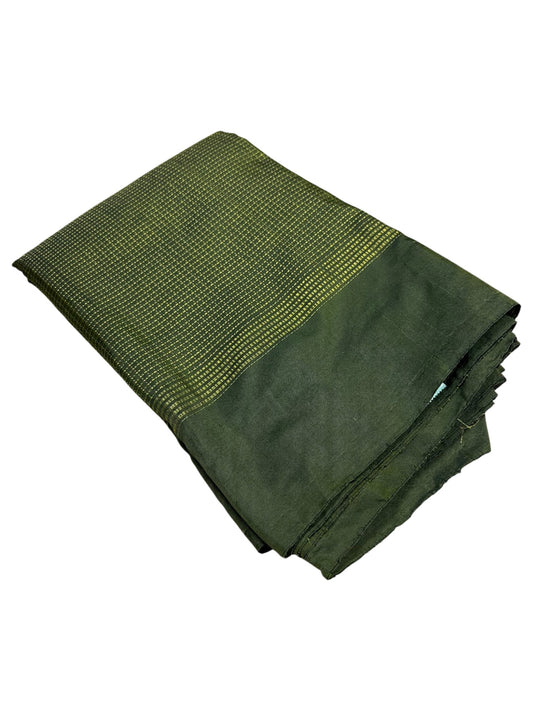 Southloom Semi Silk Saree with Micro Check on Body in Olive  Green