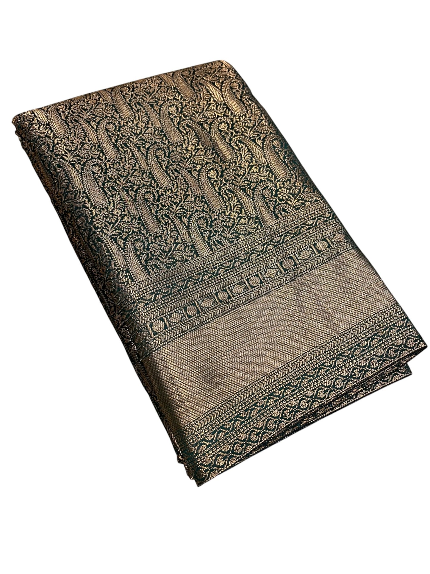 Southloom Premium Semi Silk Zari Work Brocade Saree in Bridal Green with Matching Pallu