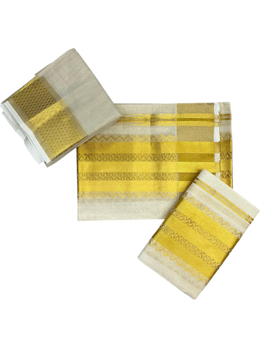 Southloom Premium Tissue Handloom Set Mundu with Chuttikara Kasavu Border (2.80 Mtr) SL632