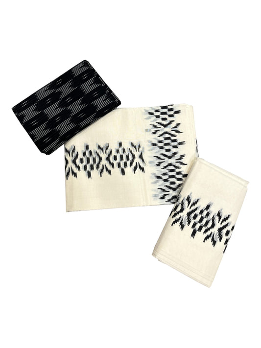 Southloom Ikat Design Blue Printed Set Mundu with Blouse Piece 2.80Mtrs