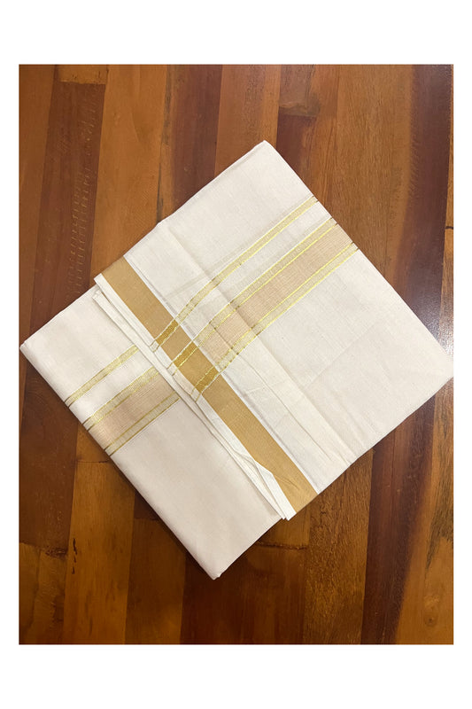 Kerala Cotton Double Mundu with Yellow and Kasavu Border (Onam Mundu 2023)