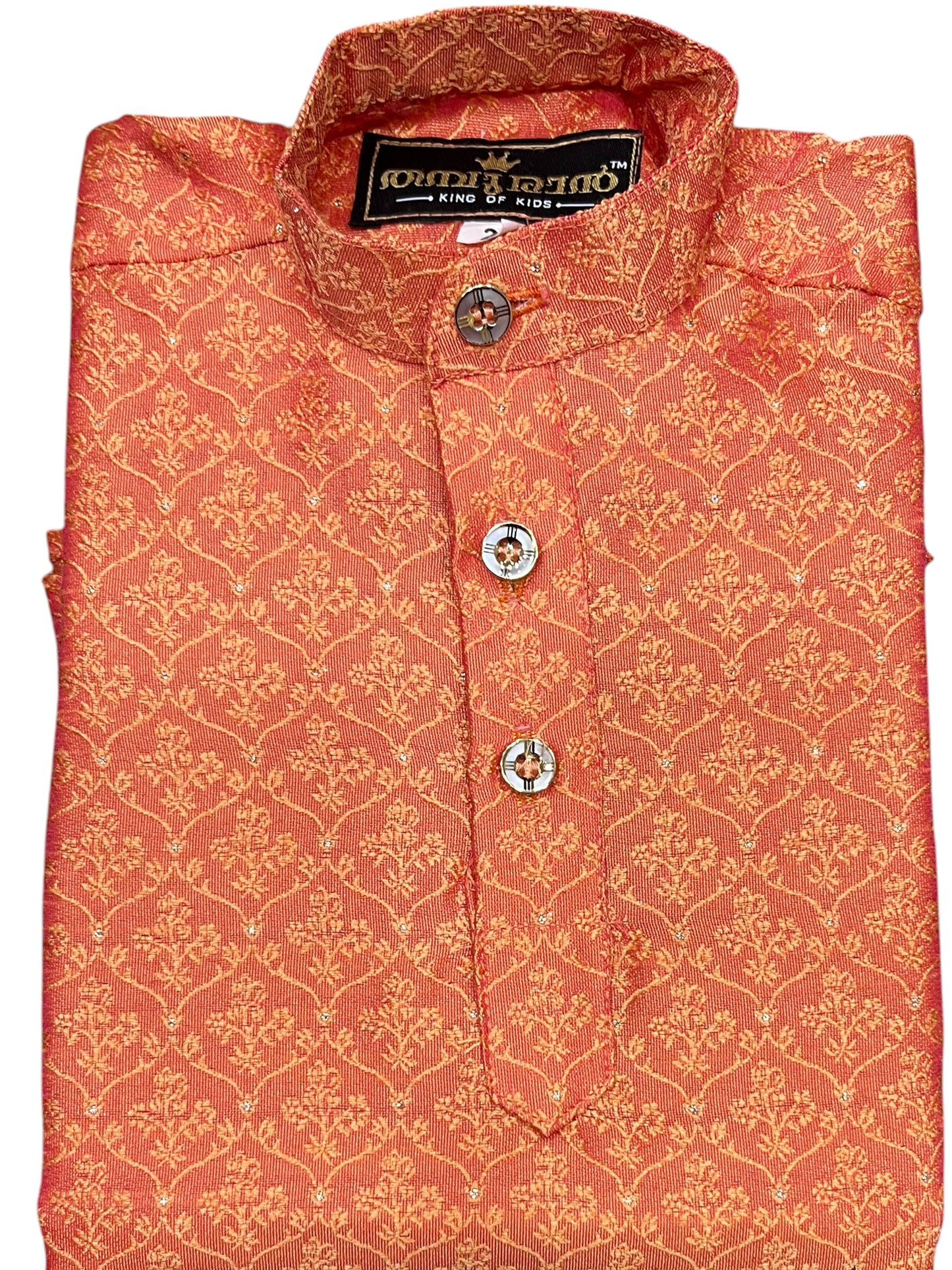 Southloom Semi Silk Short Kurta for Kids in Orange Colour