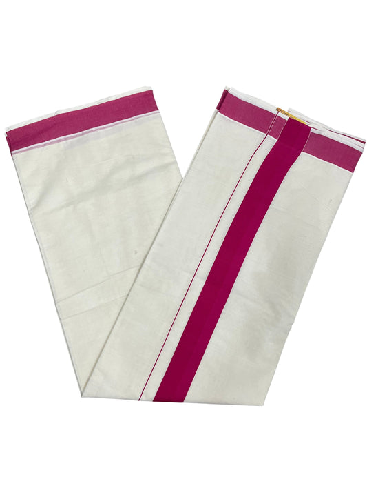 Southloom Pure Cotton Kerala Saree with Pink Plain Border