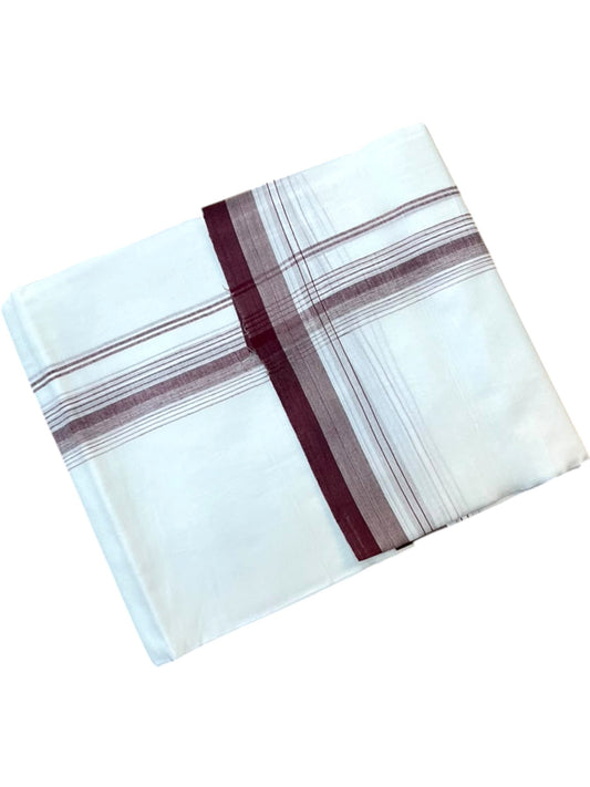 Southloom Pure Cotton Mundu with Maroon Border (South Indian Kerala Dhoti)