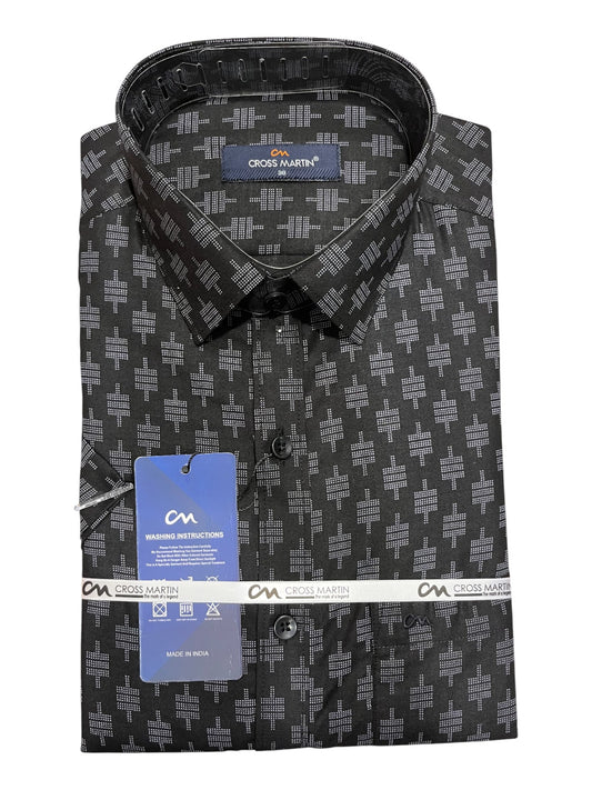 Southloom Pure Cotton Black Printed Shirt (38 HS)
