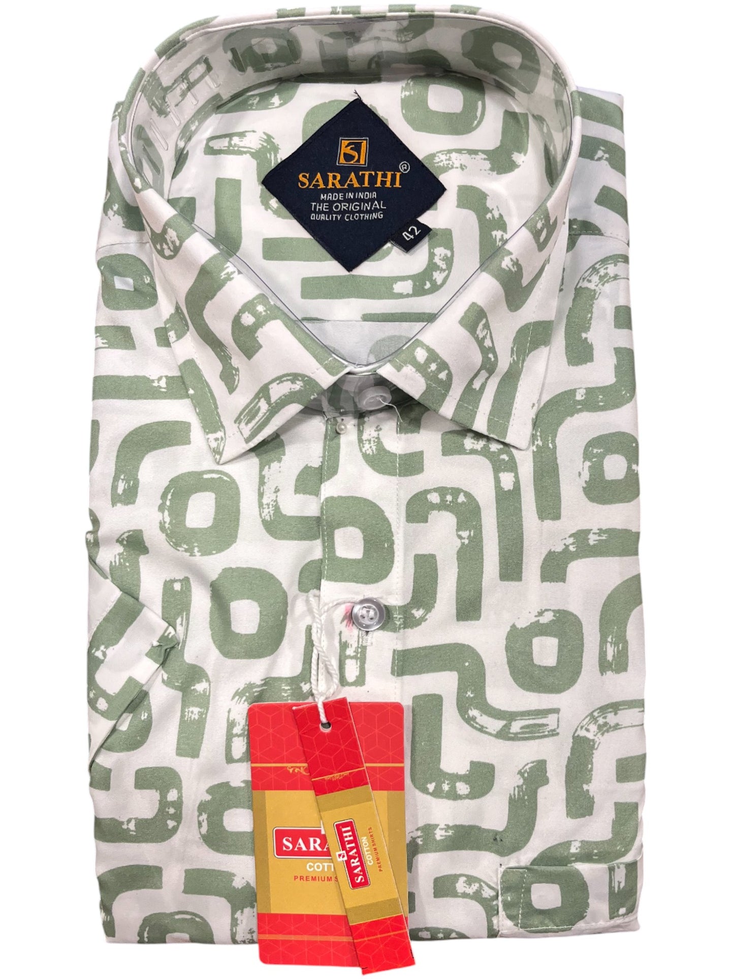 Southloom Pure Cotton Shirt with Green Printed(42HS)