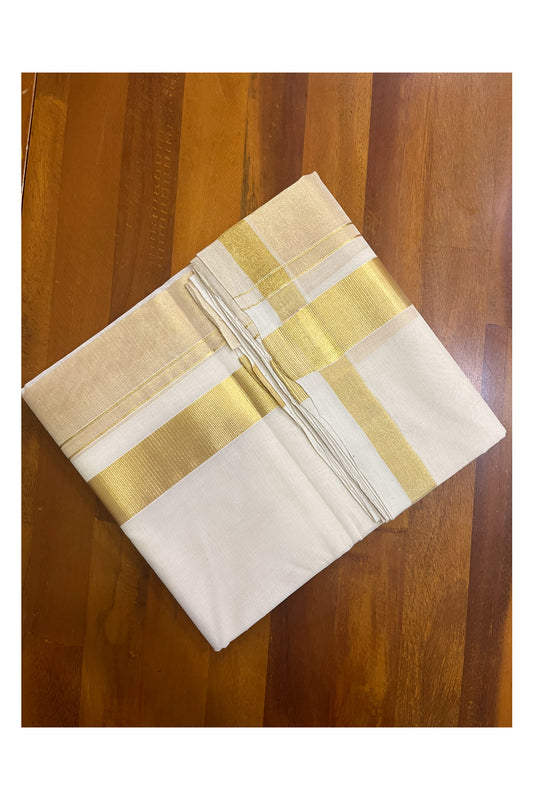 Southloom Premium Balaramapuram Handloom Wedding Mundu with Kasavu Woven Border (South Indian Kerala Dhoti)