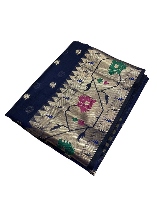 Southloom Banarasi Silk Saree with Woven Work on Body and Borders (Blue)