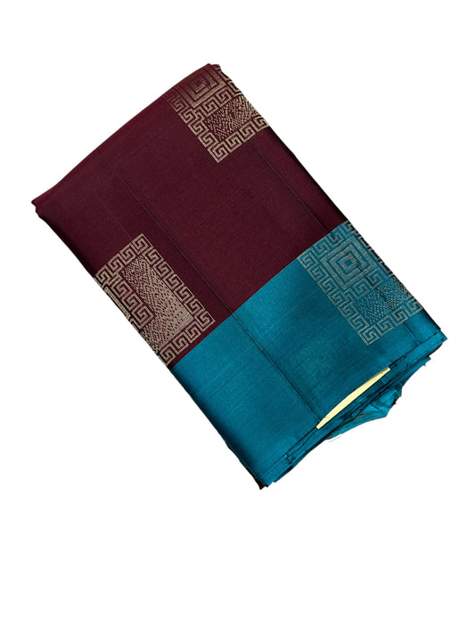 Southloom Pure Handloom Kanchipuram Silk Saree with Butta Work (Blue & Maroon )