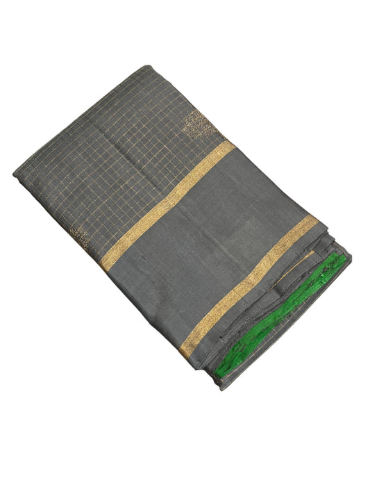 Southloom Pure Handloom Bridal Kanchipuram Silk Saree with Korvai Work(Gray& Green)