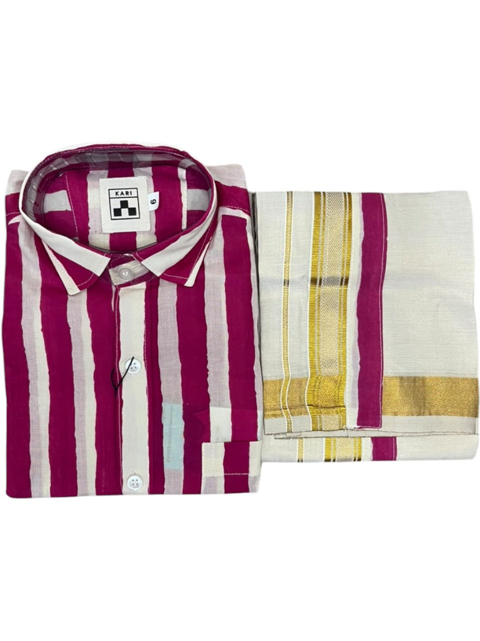 Southloom Cotton Floral Printed Kids's Combo (Shirt + Velcro Mundu) SLKCOMBO