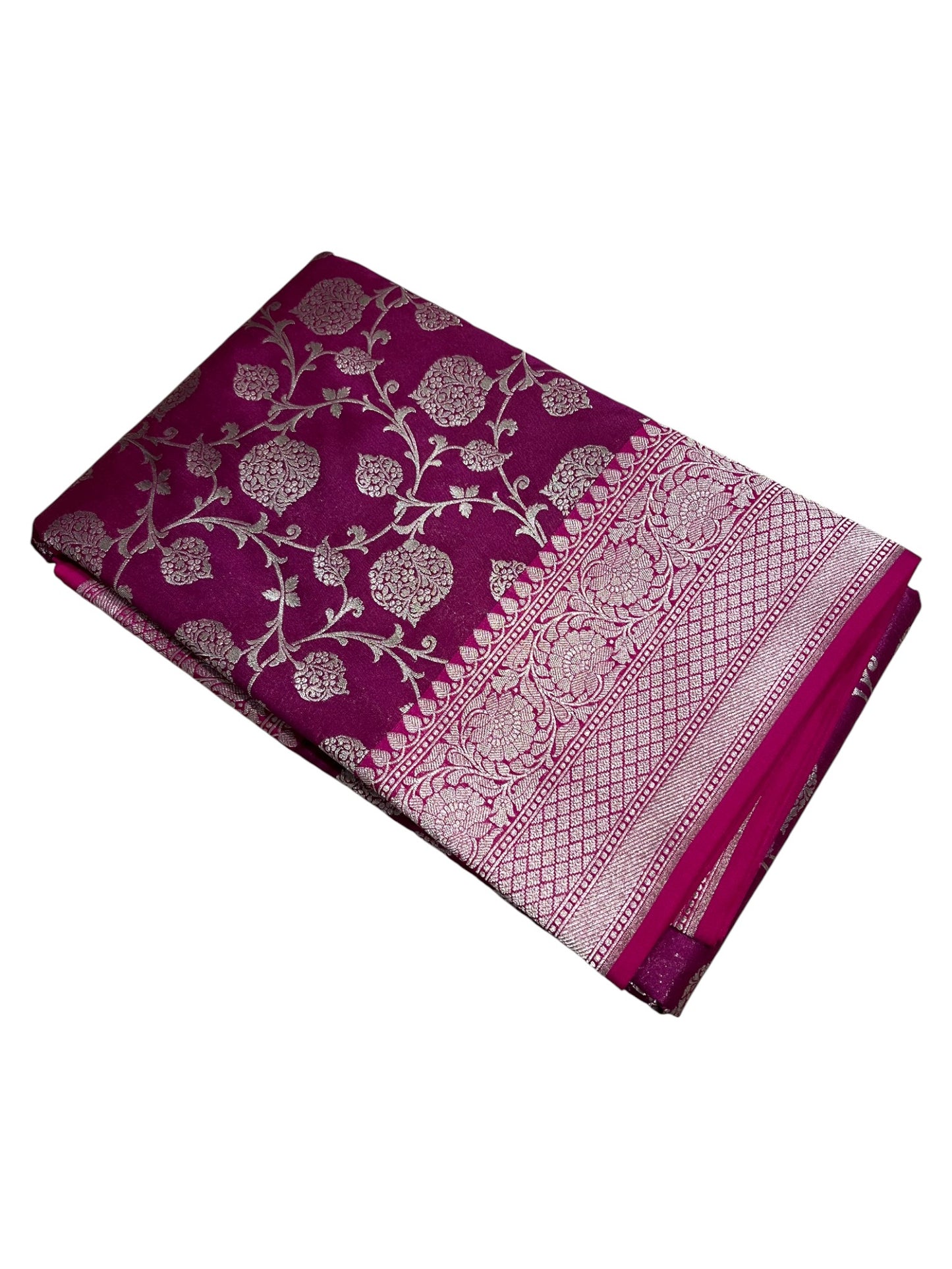 Southloom  Banarasi Silk Saree with Woven Work on Body and Borders (Magenta)