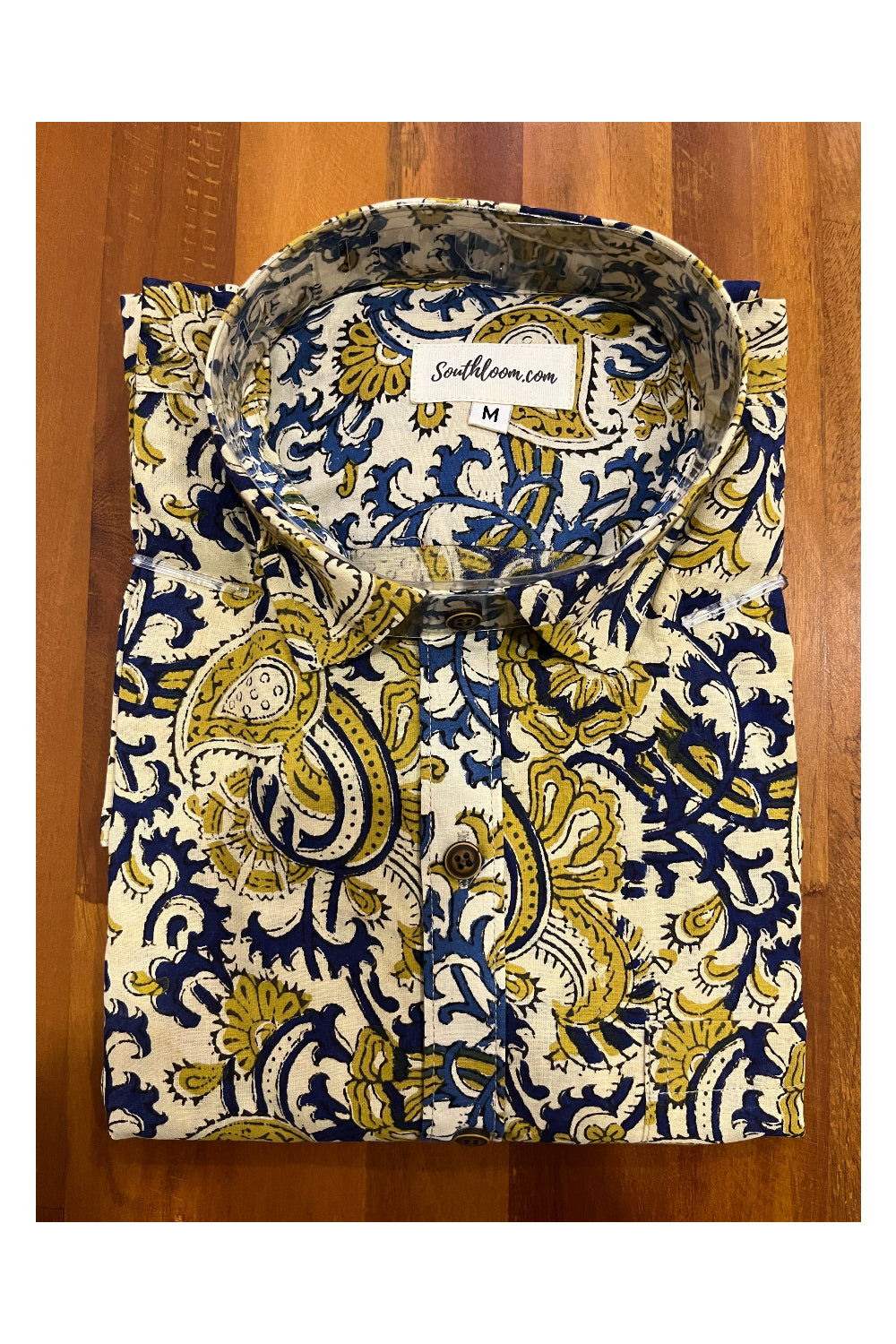 Southloom Jaipur Cotton Beige Hand Block Printed Shirt (Full Sleeves)