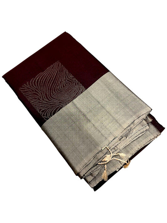 Southloom Pure Handloom Kanchipuram Silk Saree with Butta Work(Maroon & Grey)