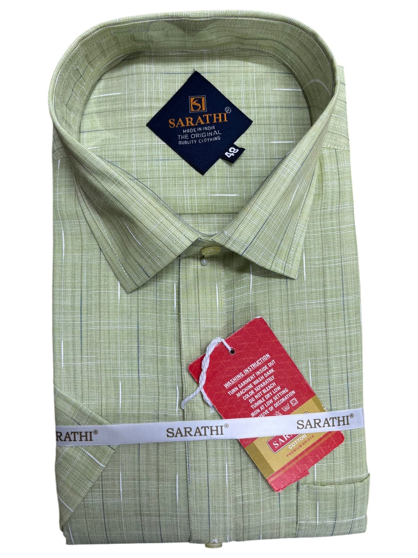 Southloom Pure Cotton Green Lines Shirt SLSHIRT 48 HS