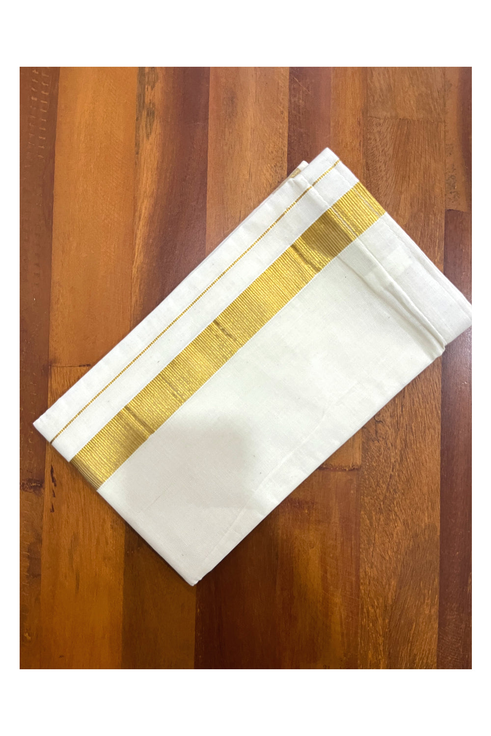 Southloom Kid's Off White Pure Cotton Velcro Mundu with Kasavu Kara Age 1 - 5 (South Indian Kerala Dhoti)