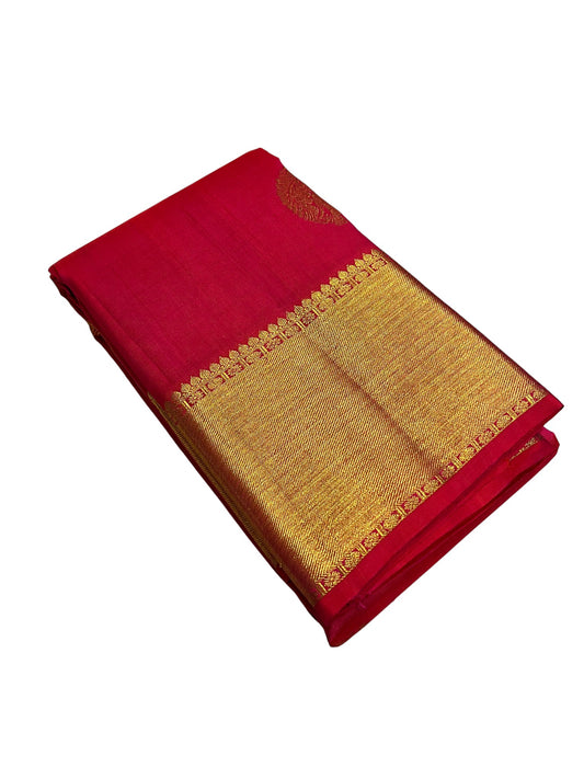 Southloom Premium Bridal Handloom Kanchipuram Silk Saree With Butta Works (Red)