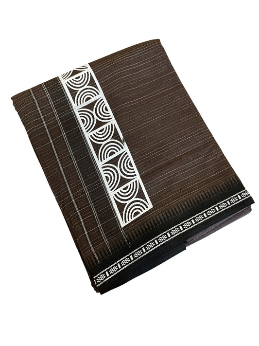 Southloom Brown Printed Single Mundu / Otta Mundu / Lungi (South Indian Kerala Dhoti)
