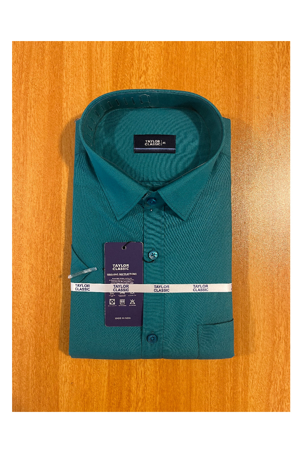 Pure Cotton Peacock Green Solid Shirt (46 HS)