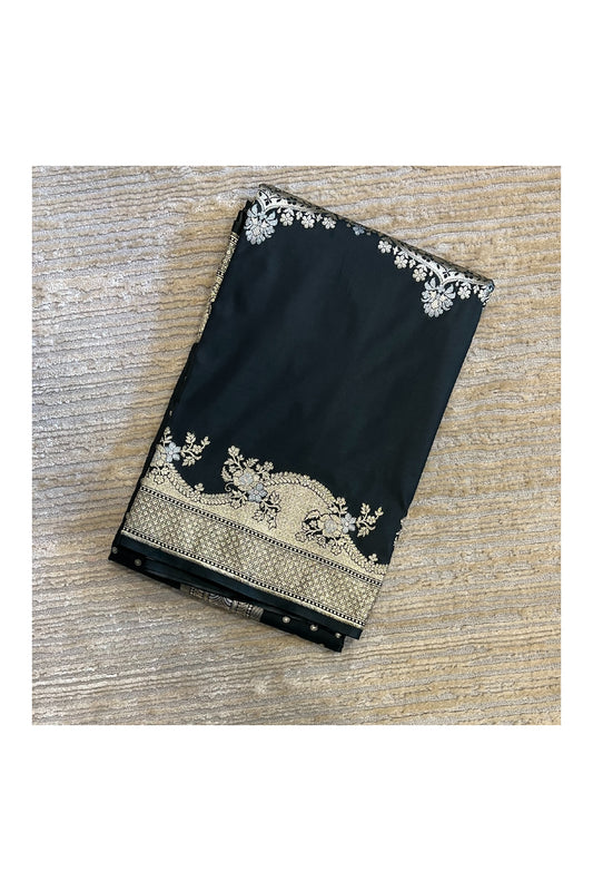Southloom Banarasi Silk Saree with Woven Work in Dark Green