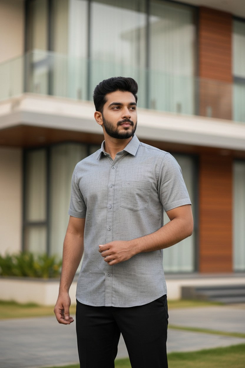 Southloom Pure Cotton Gray Plain Shirt SLSHIRT 42HS