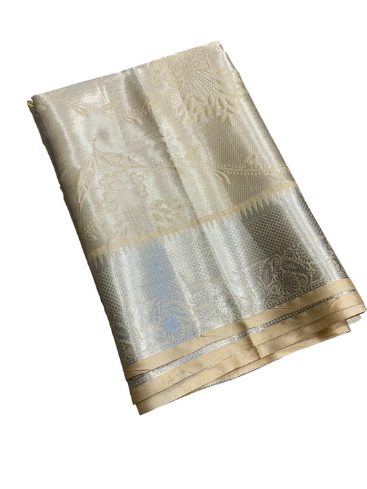 Southloom Tissue Silk Saree with Woven Work on Body and Borders (Golden & Yellow)
