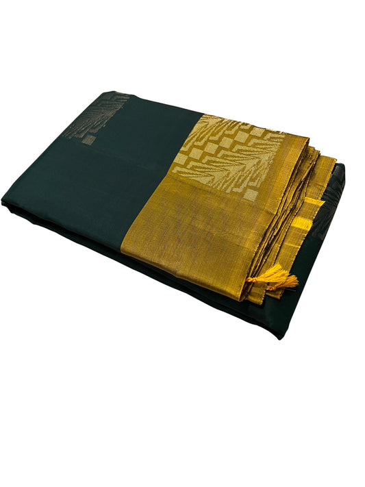 Southloom Pure Handloom Kanchipuram Silk Saree with Butta Work (Green & Yellow)