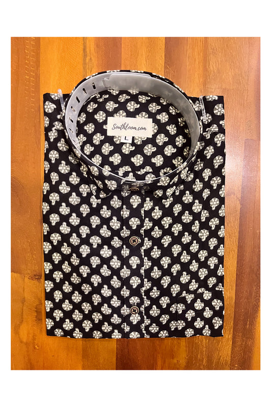 Southloom Jaipur Cotton Hand Block Printed Black Shirt (Full Sleeves)