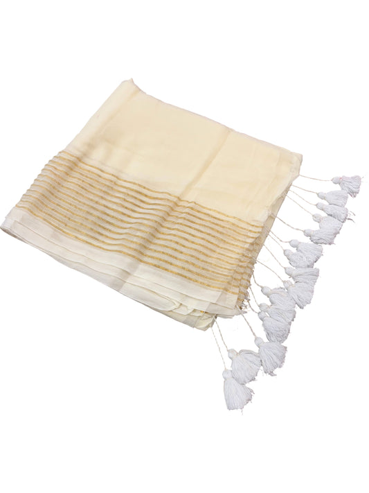 Southloom Mul Cotton 120 x 120 Soft Fabric Saree in Golden Colour